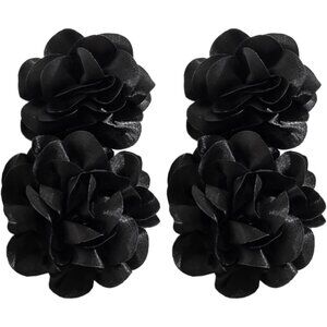 Large Flower Statement Earrings Red Fabric Flower Earrings Stud Oversized Exagge